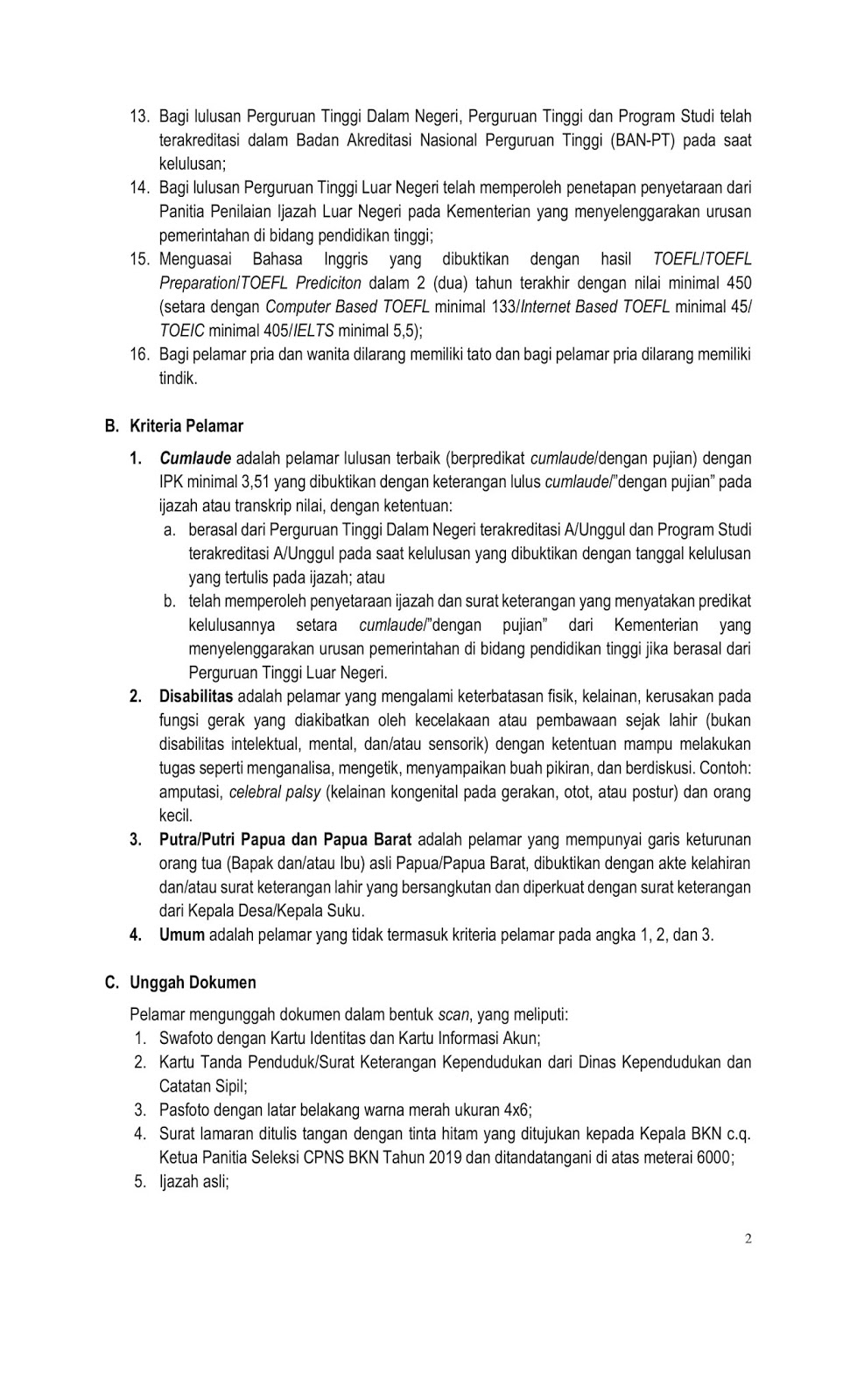 Penerimaan Cpns Badan Kepegawaian Negara Tahun Anggaran 2019