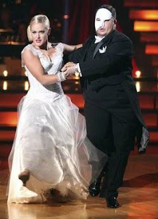 Chaz Bono and Lacey Scwimmer dancing to the music of 'Phantom Of The Opera'