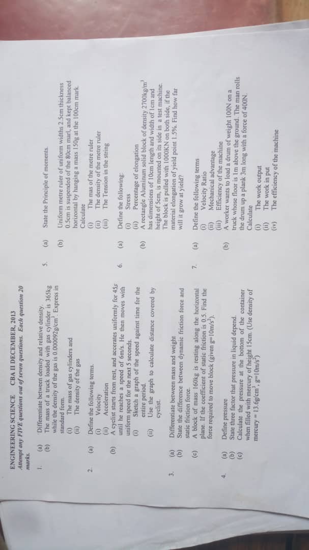 ENGINEERING SCIENCE CBA PAST PAPERS EMAGK SITE