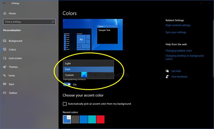 schakel de donkere modus in Windows 10 in