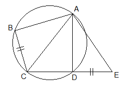 ABCD is a cyclic quadrilateral. BC = DE and ∠BCA = ∠ACD