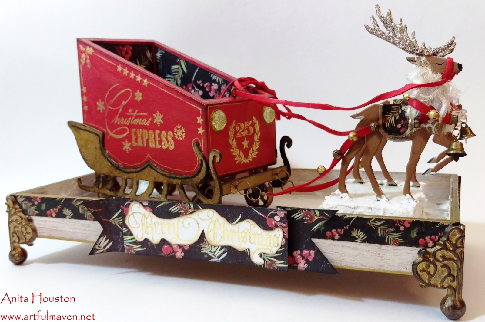 The Artful Maven Santa's Sleigh Christmas Card Holder