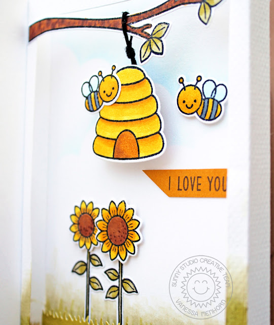 Sunny Studio Stamps: Just Bee-cause Fluffy Clouds Frilly Frame Dies Fancy Frame Dies Love You Card by Vanessa Menhorn Sunny Studio Stamps: Just Bee-cause Fluffy Clouds Frilly Frame Dies Fancy Frame Dies Love You Card by Vanessa Menhorn