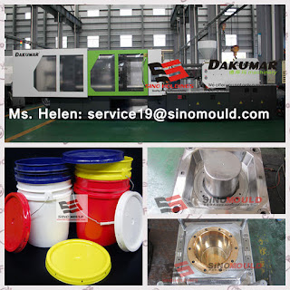 Bucket molds, molding machine and auxiliaries and energneer support.