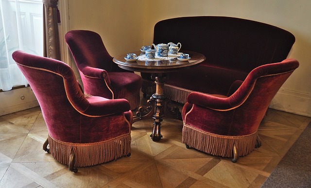 Velvet sofa and chairs