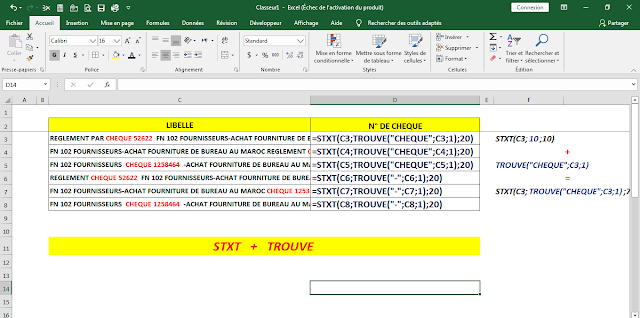 STXT Excel avec TROUVE