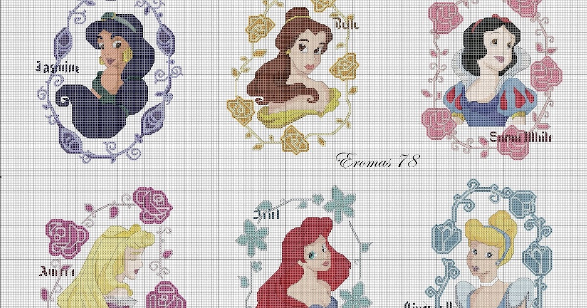 13 Disney Princess Instant Download! cross stitch Princess Version 1 cross stitch disney Aurora pink dress cross stitch pattern