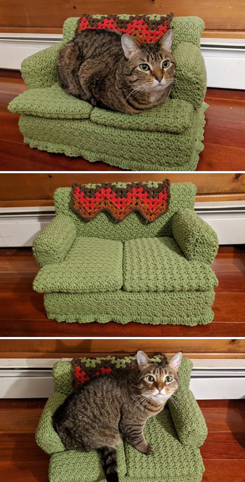 Beautiful Skills Crochet Knitting Quilting Kitty Couches Green Sofa