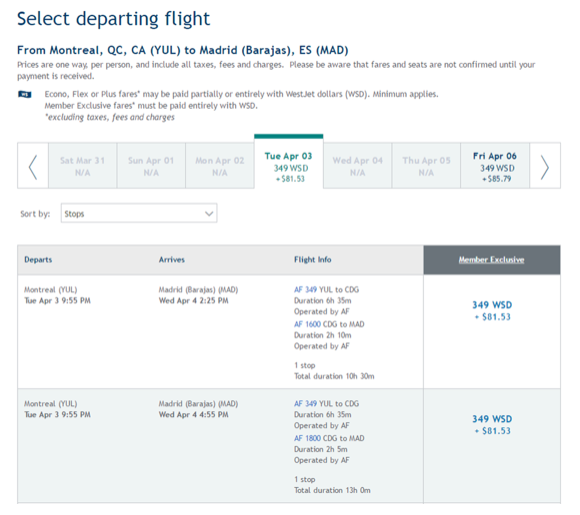 You can now redeem WestJet Rewards dollars for flights on Air France