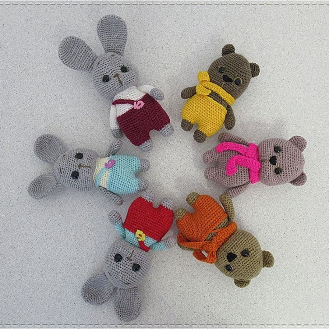 Crochet bunny and bear amigurumi