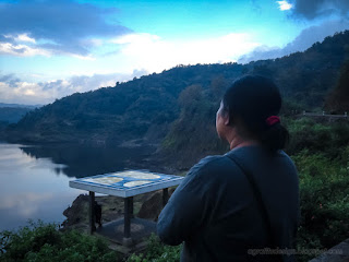 Woman Traveler Enjoy Dams Reservoir Landscape Scenery In The Cloudy Sky After Rain At Ularan Village North Bali Indonesia