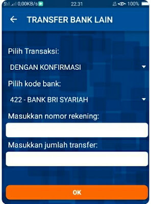 Cara Transfer BRI ke BRI Syariah via Mobile Banking