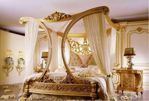 romantic-flowered bed Romantic Bedroom Ideas