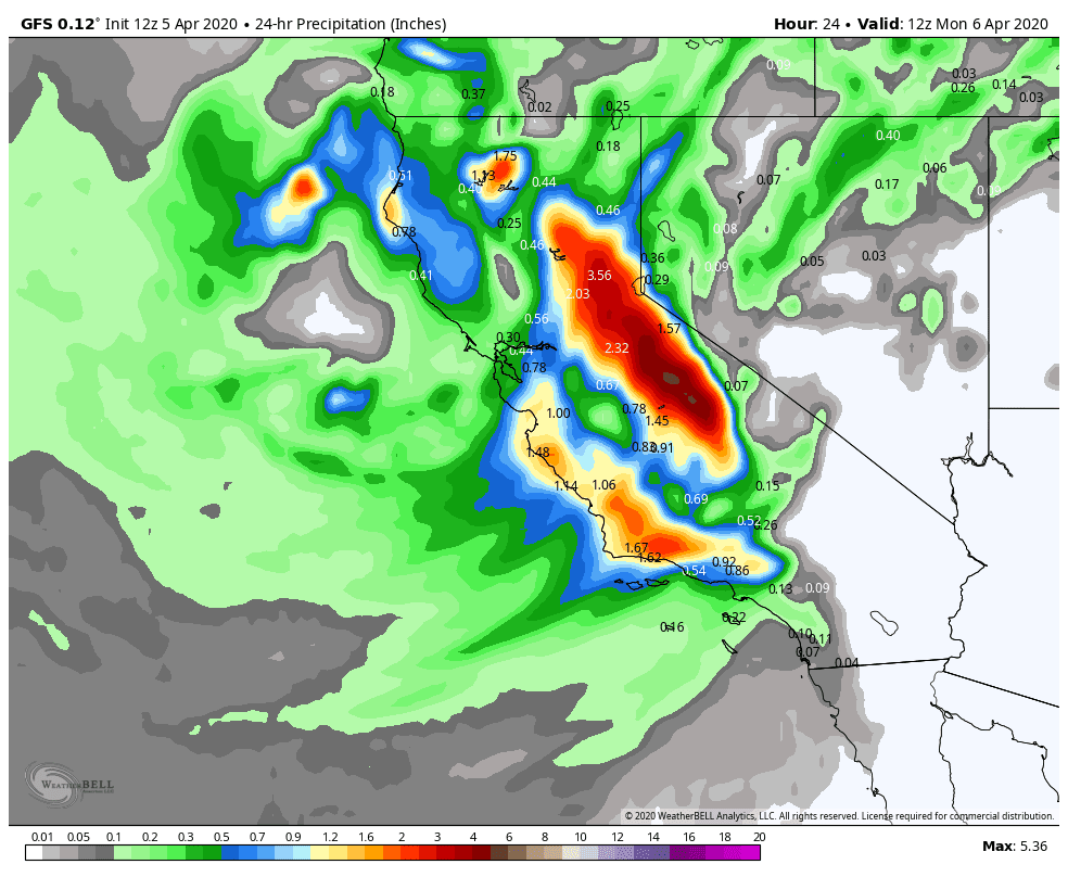 Impressive lateseason snow in California