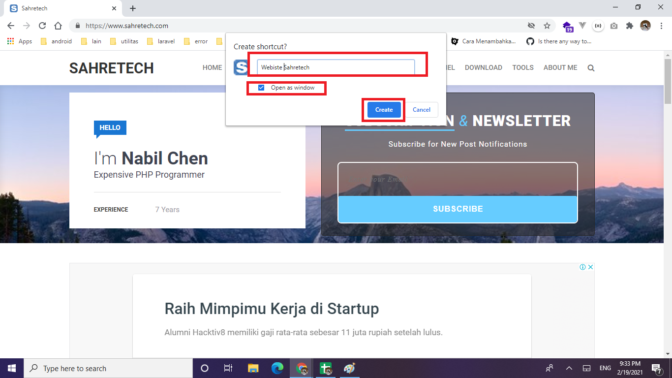 Cara Membuat Shortcut Website Favorit di Google Chrome - Sahretech