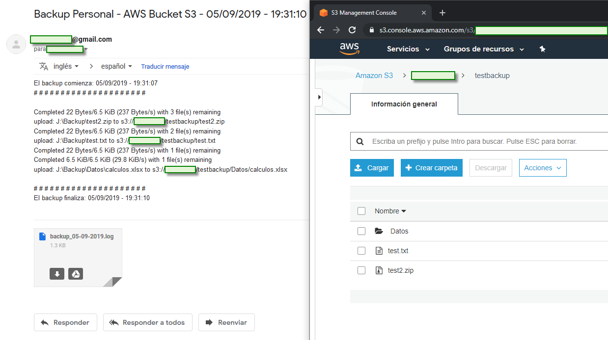 Backups Sincronizar datos locales a un bucket de Amazon S3 usando