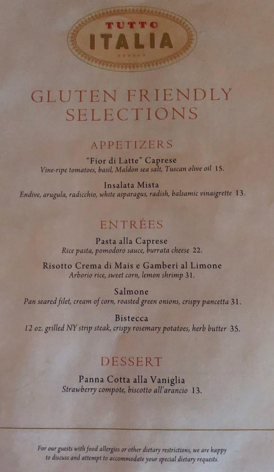 Alexis's Gluten Free Adventures Tutto Gusto Wine Cellar Epcot