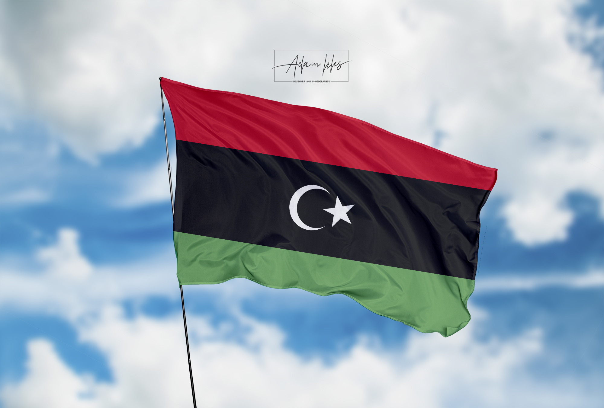 تحميل اجمل خلفية علم ليبيا يرفرف في السماء اجمل خلفيات