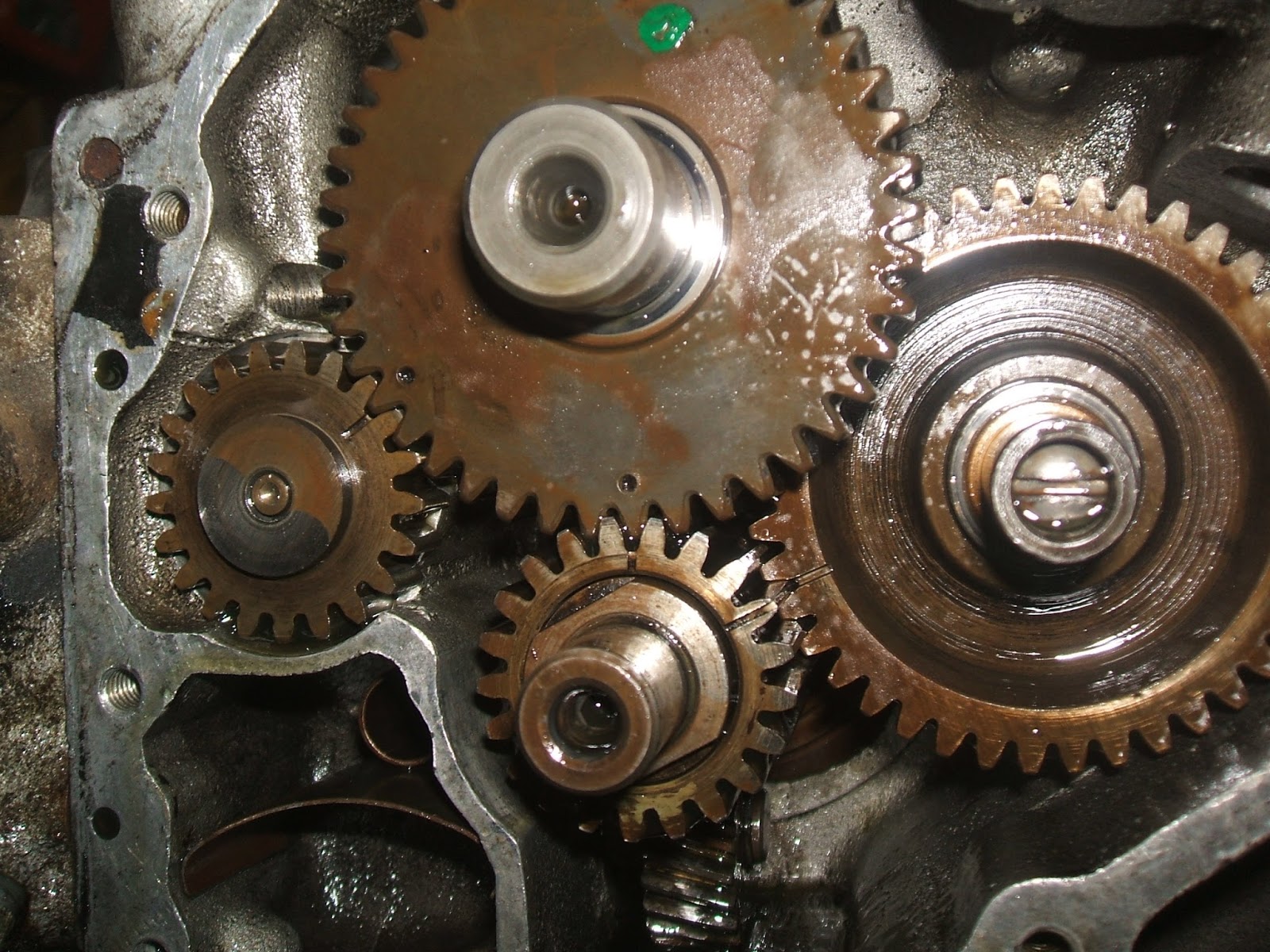 Harley Davidson Panhead Inside the timing cover, oil pump.