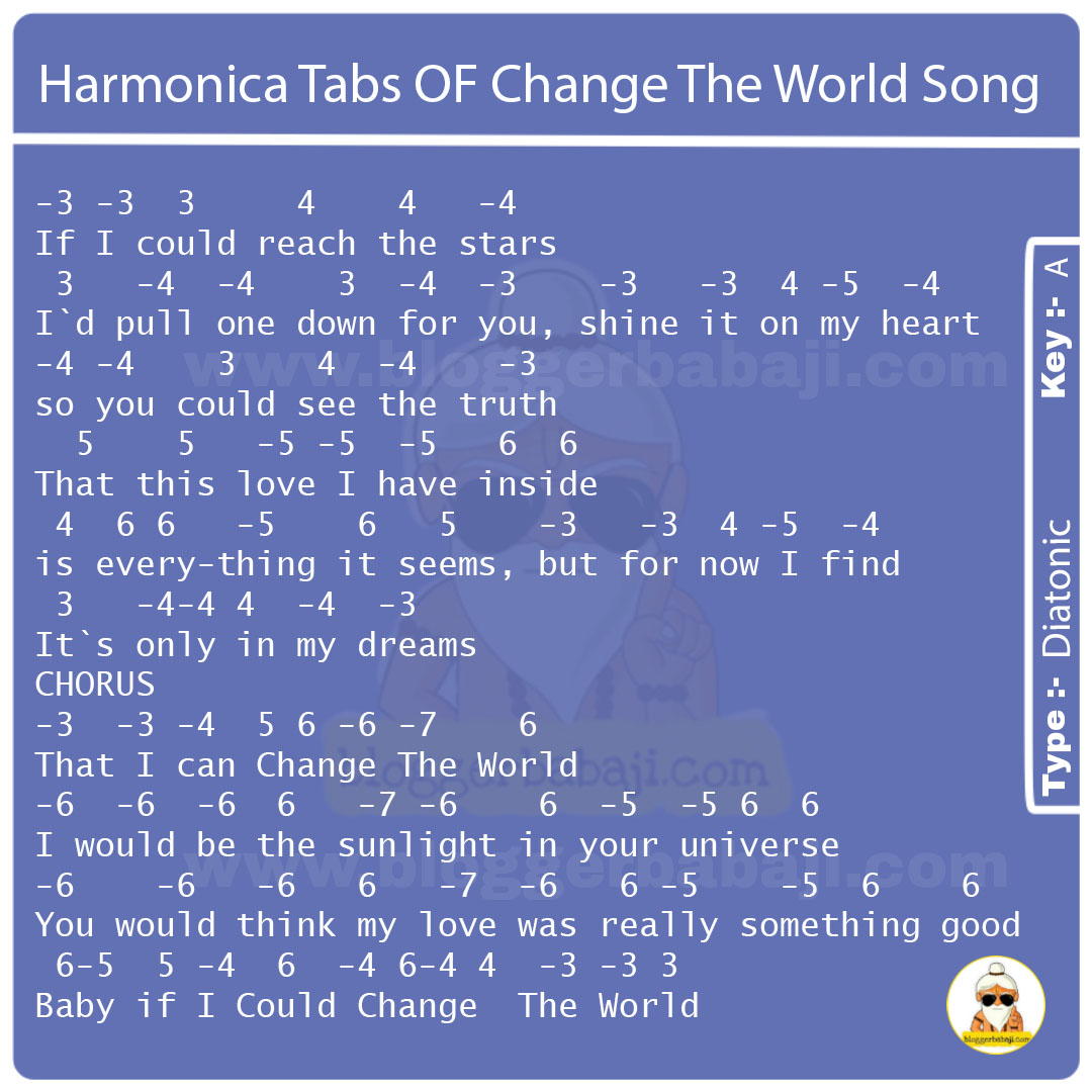 Harmonica Tabs OF Change The World Song