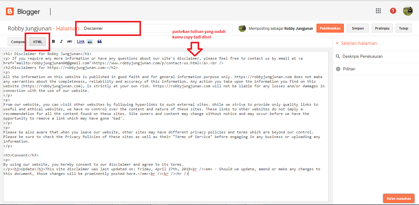 Cara Mudah Membuat Disclaimer Untuk Blog 2018