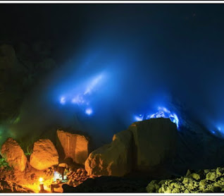 The blue fire of Ijen is the reaction resulted when natural gas meets oxygen at a certain temperature