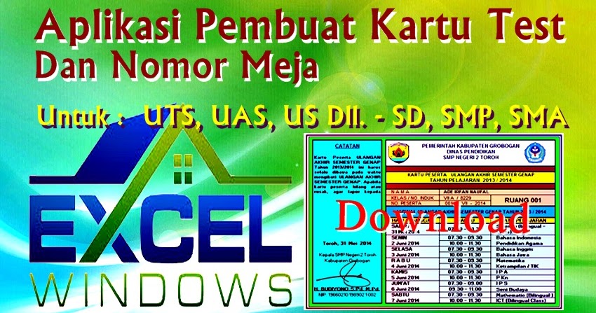 Aplikasi Pembuat Kartu Peserta Test dan Nomor Meja Excel