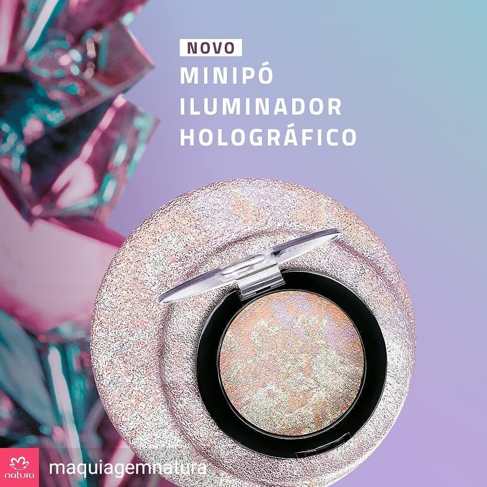 Mini pó Iluminador Holográfico Natura Aquarela