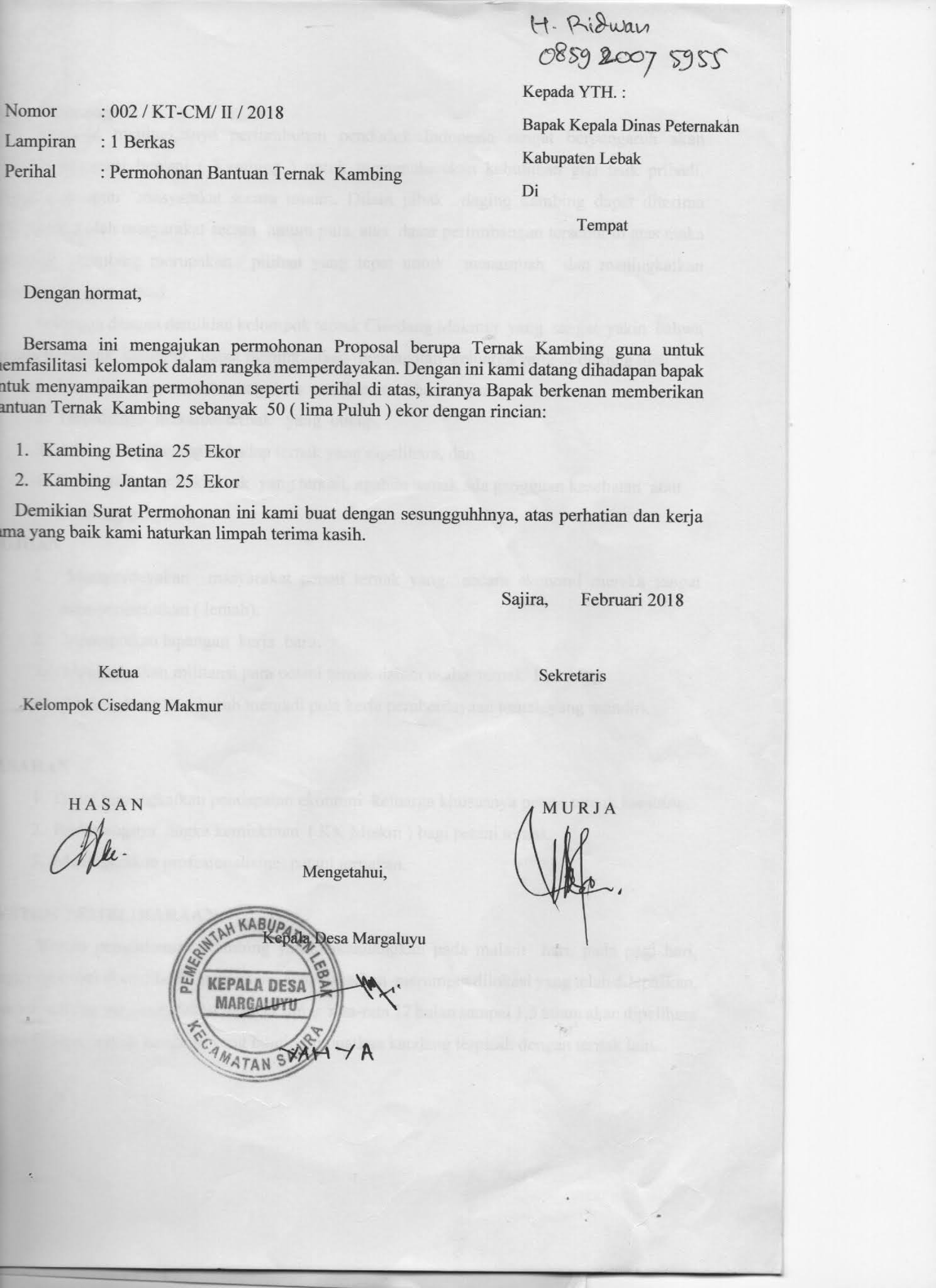 Contoh Proposal Pengajuan BANTUAN KAMBING 2021 Contoh