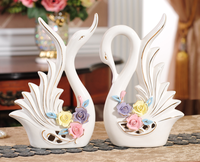 Modern Creative Ceramic Swan Figurine Home Furnishing Decoration Crafts