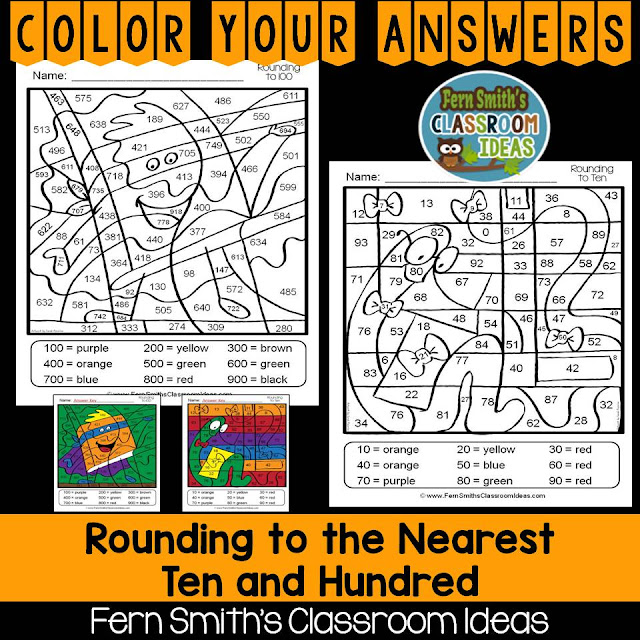Fern Smith's Classroom Ideas Color Your Answers Rounding to the Nearest Ten and Hundred ~ Two Color By Code Rounding to the Nearest Ten or Hundred Fun Printables, Perfect for Morning Work, Seat Work or Homework At TeacherspayTeachers, TpT.