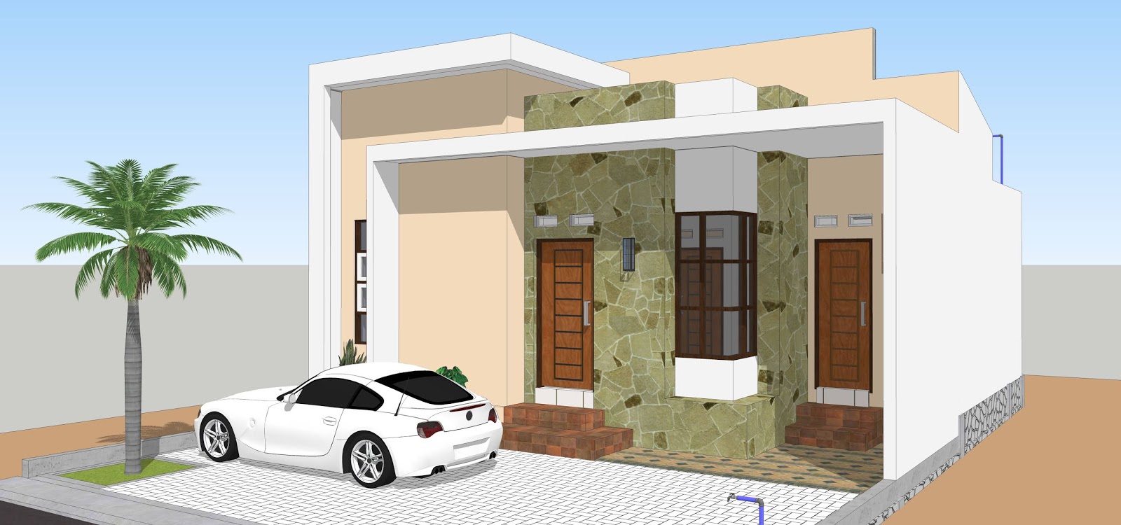 DESAIN Rumah Minimalis 8x12 meter 3 Kamar dilahan 8x12 meter