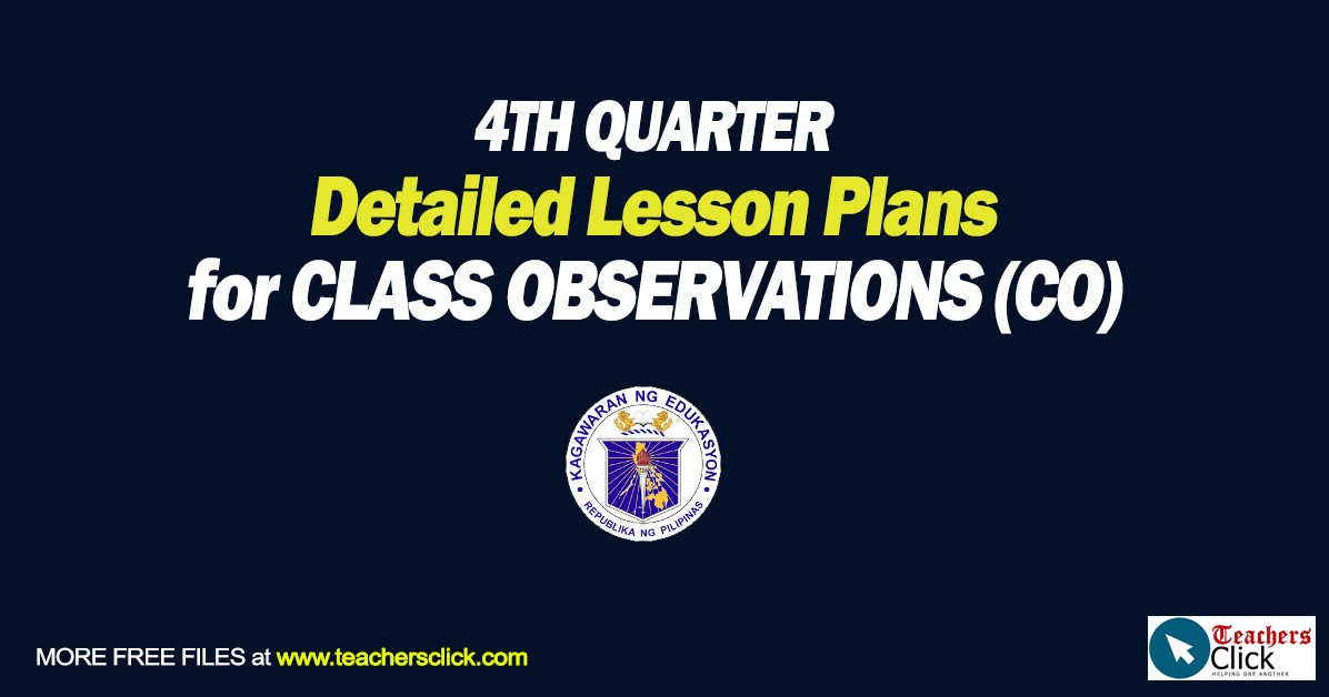 Lesson Plans For COT 4th Quarter Teachers Click