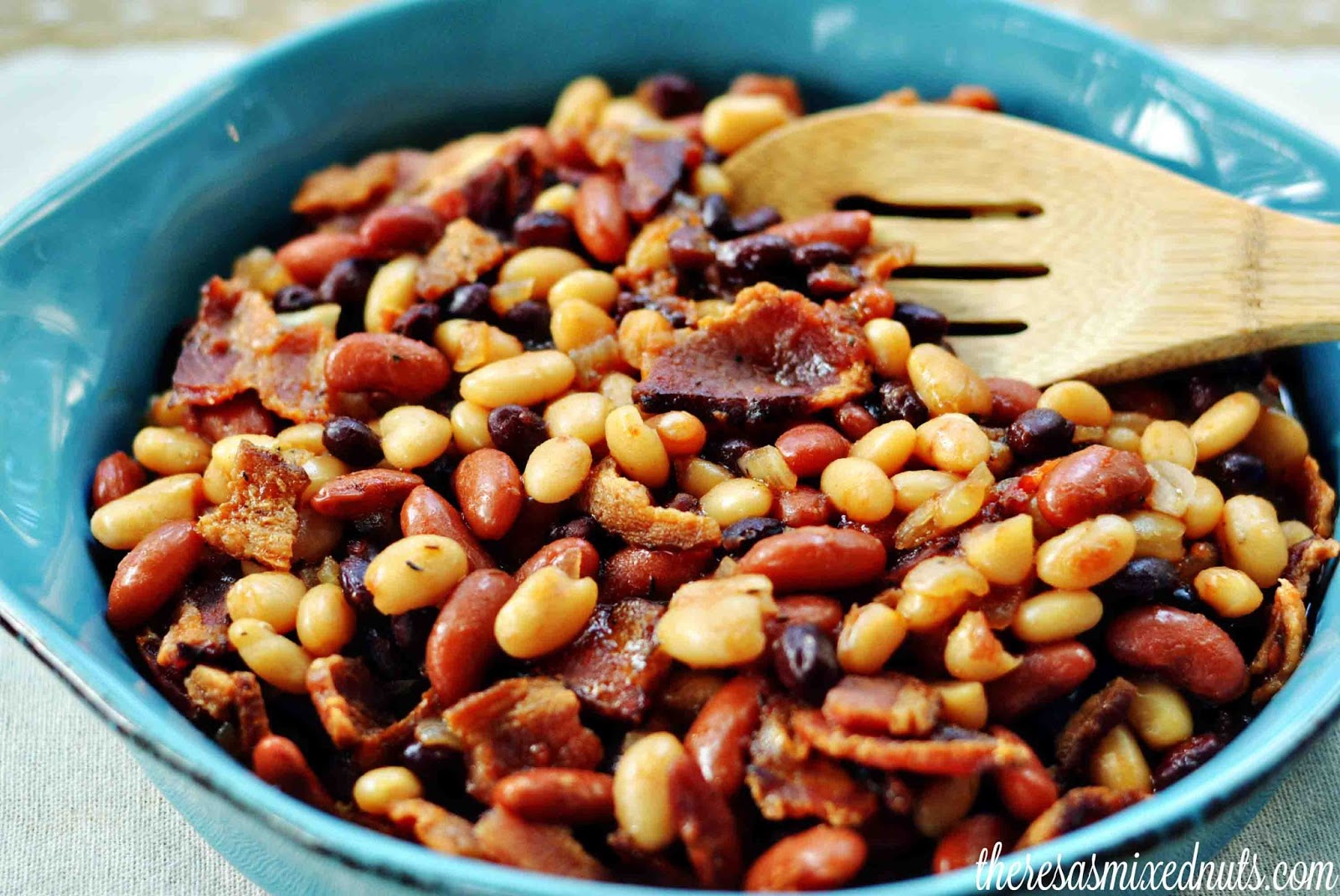 Theresa's Mixed Nuts Three Bean with Bacon Bake