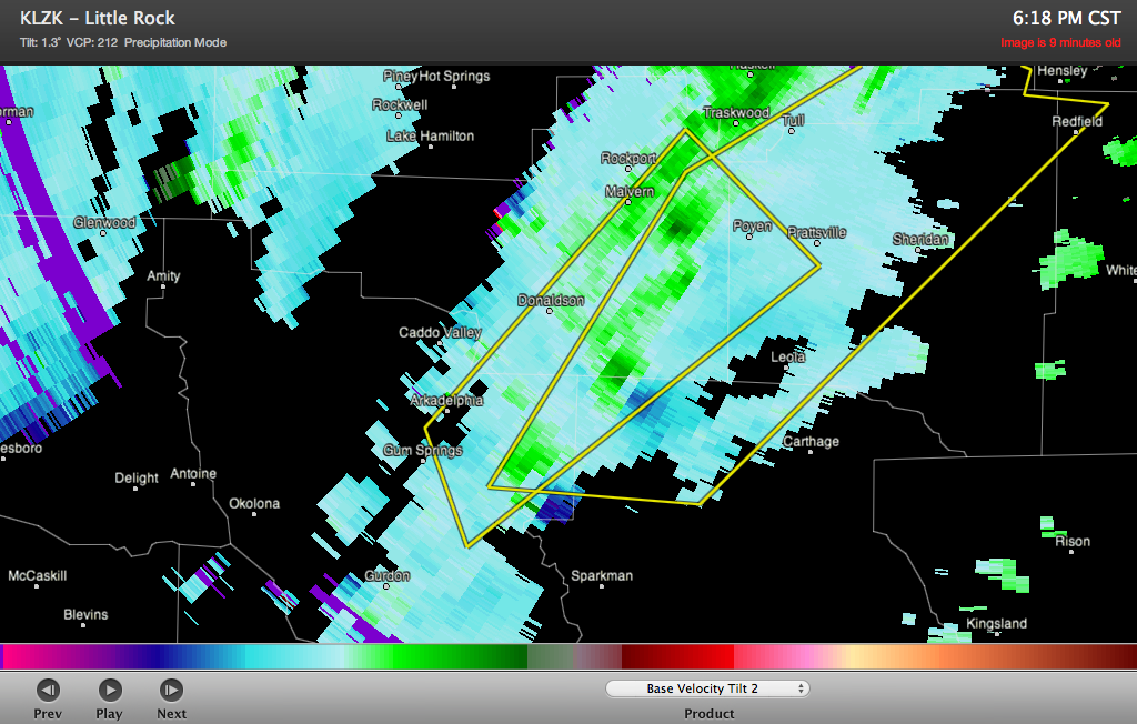 The Weather Centre Prattsville, Arkansas Storm Showing Signs of Rotation
