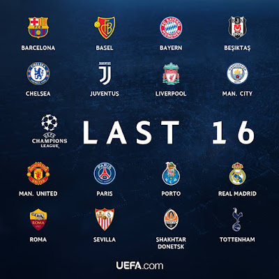 Keputusan Undian 16 Pusingan UEFA Champions League 2017/2018