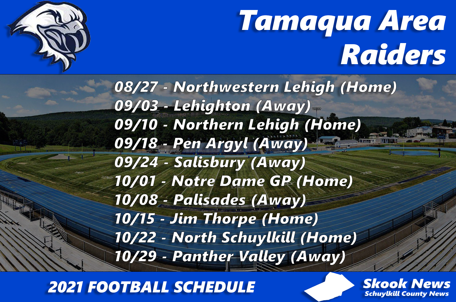 HIGH SCHOOL FOOTBALL Tamaqua Area Raiders Football Schedule 2021