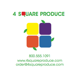 Business Card and Logo For 4 Square Produce