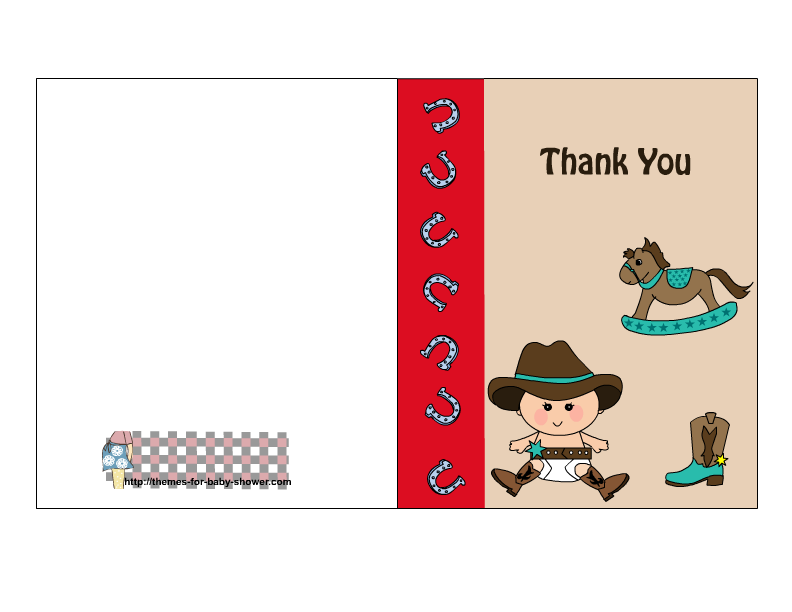 Cowboy in Red for Baby Shower Free Printable Invitation, Labels or Cards.