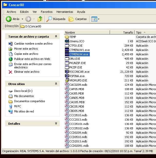 Captura para actualizar el archivo de tipo de cambio en CONCAR -3