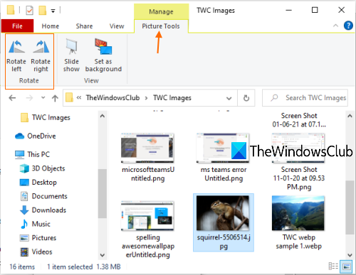 หมุนรูปภาพโดยใช้เครื่องมือรูปภาพใน File Explorer