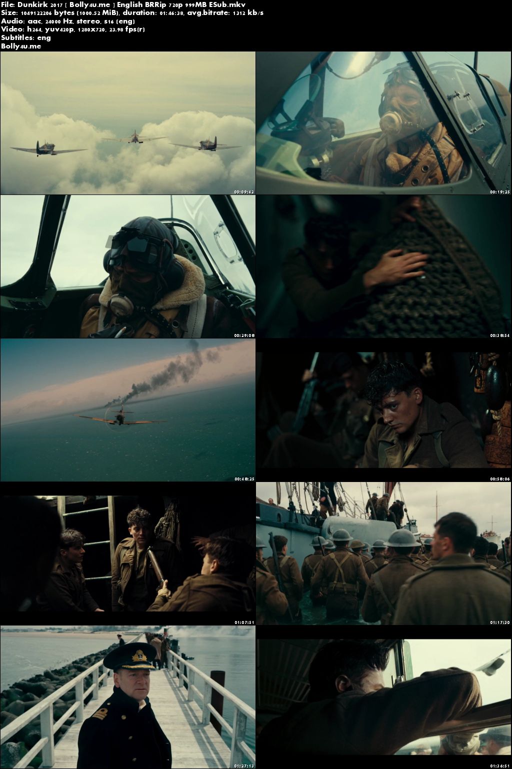 Dunkirk 2017 BRRip 300MB English 480p ESub Download