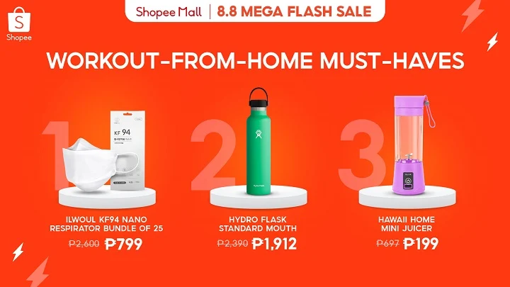 Shopee 8.8 Mega Flash Sale: Workout-from-home must-haves