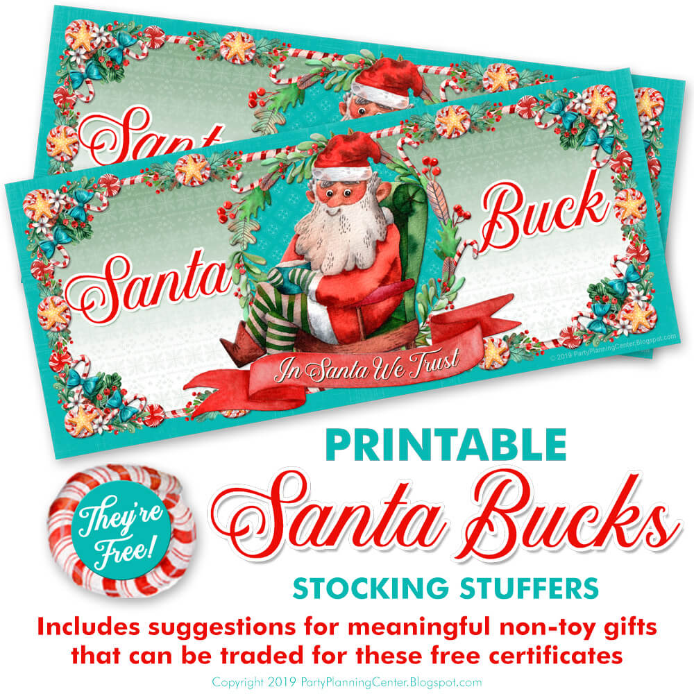 Printable Santa Bucks Template