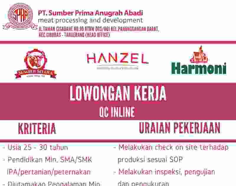 Loker QC Line PT Sumber Prima Anugrah Abadi (GRATIS