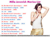 milla jovovich, list of movies, resident evil: apocalypse, gore vidal's caligula, ultraviolet, .45, resident evil: extinction, palermo shooting, a perfect getaway, the fourth kind, stone, resident evil: afterlife, dirty girl, lucky trouble, bringing up bobby, the three musketeers, faces in the crowd [hd pic]