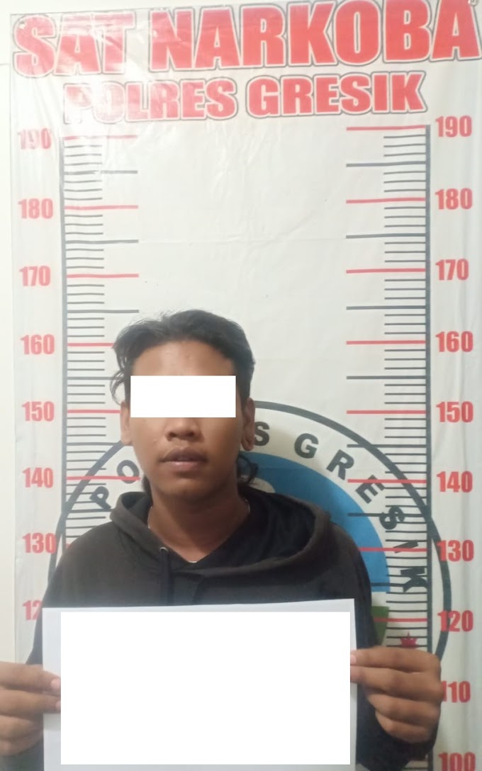Polres Gresik Amankan Seorang Pria Asyik Nyabu Di Pos