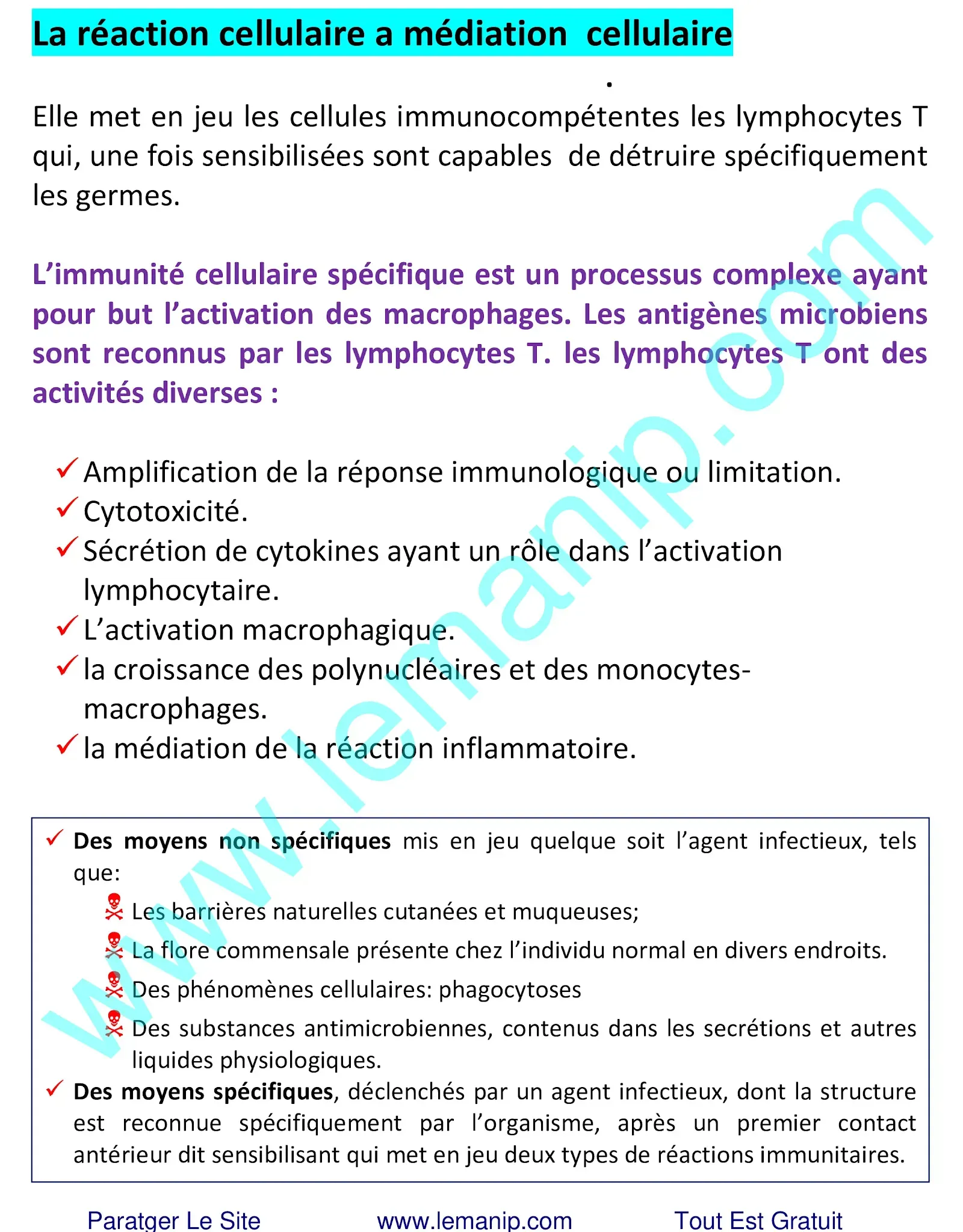 La réaction cellulaire a médiation cellulaire