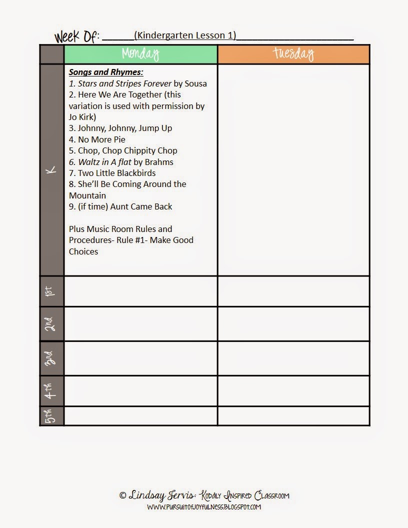 Kodaly Inspired Classroom Lesson Planning