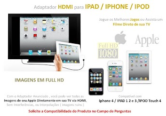 Adaptador Hdmi Apple Ipad 2 Iphone Ipod 4s 3g Tv Digital Hd